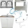 A collage of images showing a kitchen sink unit, a double sink, and plumbing components. Náhľad obrázku produktu