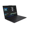 A black Lenovo ThinkPad laptop is shown from a diagonal angle, with its screen open and displaying video editing software. Voir les images du produit
