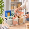 Relaxdays Drahtkorb mit Holzgriffen, eckig, Produktbild-Vorschau 2
