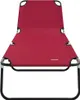 A red foldable lounge chair shown from the front on a white background. Produktbild-Vorschau