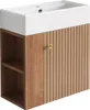 A product shot of a bathroom vanity with a sink on top. Voir les images du produit