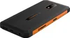 A black and orange rugged smartphone is shown from a diagonal back view against a white background. Voir les images du produit