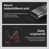 Collage of a stationary exercise bike with text overlays highlighting its features. Náhled obrázku produktu
