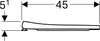 A technical drawing of a toilet seat with dimensions indicated. Produktbild-Vorschau