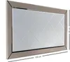 A rectangular mirror with a silver frame and a diamond-patterned glass surface, shown from a side angle. Dimensions are indicated with text. Produktbild-Vorschau