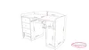 A technical drawing of a desk with dimensions and labels. Produktbild-Vorschau