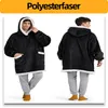 Decken-Hoodie, tragbare Kuscheldecke mit Ärmeln & Kapuze, Produktbild-Vorschau 3