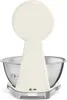 A cream-colored stand mixer with a silver bowl, viewed from the back. Voir les images du produit