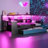 Drevená posteľ 90 x 200 cm s písacím stolom, policami, Náhľad obrázku produktu 1