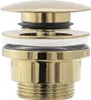 A close-up studio shot of a gold drain stopper. Podgląd zdjęcia produktu