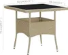 vidaXL Garten-Esstisch Beige Poly Rattan und Glas Produktbild-Vorschau 4