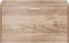 A front view of a wooden shoe bench with a single drawer and a silver handle. Produktbild-Vorschau