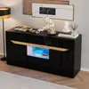 LED-Sideboard - 140x40x70 cm, Schwarz und Holzfarbe - Produktbild-Vorschau 3