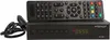 A black satellite receiver and its remote control are shown against a white background. Produktbild-Vorschau