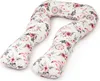 A U-shaped pregnancy pillow with a floral and dreamcatcher pattern, laid out on a white background. Anteprima dell’immagine prodotto