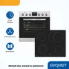 A product image showcasing an oven and a stovetop, with feature icons and text. Produktbild-Vorschau