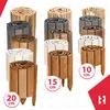 A collage of different sizes and colors of wooden roll borders for garden beds. Produktbild-Vorschau