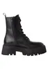A black leather combat boot with a thick sole and laces. Produktbild-Vorschau