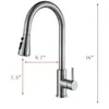 A kitchen faucet with dimensions indicated by measurement lines and text. Produktbild-Vorschau