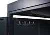 A close-up view of the interior of a dark gray metal storage unit, showing a row of five hooks mounted on the back wall. Náhled obrázku produktu
