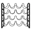 A black metal wine rack with four rows, each holding four bottles. Náhled obrázku produktu