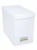 A white storage box with a lid and a metallic handle on the front. Produktbild-Vorschau