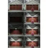 A collage of images showing a solar lamp illuminating a garage door in different scenarios. Náhled obrázku produktu
