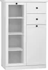 A white vitrine with glass doors and drawers on a white background. Produktbild-Vorschau
