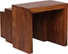 A set of three nesting tables made of dark brown wood, shown from a side angle. Voir les images du produit