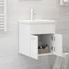 vidaXL Vanity Unit so zabudovaným umývadlom Biely drevený Náhľad obrázku produktu 3