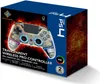 The image shows the packaging of a transparent wireless pro controller for PS4, Switch, PC, Android, and iOS. The packaging features a prominent image of the controller with colorful internal components and a fiery background. Produktbild-Vorschau