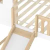 A close-up view of the wooden frame and white slide of a bunk bed. Anteprima dell’immagine prodotto