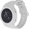 A white Casio G-Shock watch with a black face, shown from a side angle. Produktbild-Vorschau