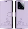 Kožené pouzdro pro Xiaomi 14 Pro, sladká kočka Flip pouzdro Náhled obrázku produktu 2