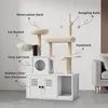 Arbre à chat avec armoire à litière Meuble pour chats en Voir les images du produit 3