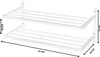 A white two-tier shelf with dimensions indicated by text. Produktbild-Vorschau