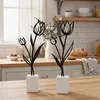 2er Set Metall Blume Tulpe Schwarz Beton Grau Draht Deko Produktbild-Vorschau 3
