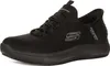 A black Skechers shoe is shown from the side against a white background. Voir les images du produit