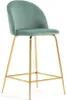 A single jade green velvet bar stool with gold metal legs, shown against a white background. Anteprima dell’immagine prodotto