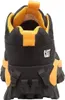 The back view of a black and yellow Caterpillar sneaker. Náhľad obrázku produktu