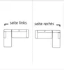 Two diagrams of an L-shaped sofa, one labeled 'seite links' (left side) and the other 'seite rechts' (right side). Produktbild-Vorschau