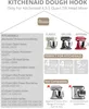 Knethaken für Kitchenaid 4.5/5QT Edelstahl Knethaken Produktbild-Vorschau 2