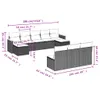 10-tlg. Garten-Sofagarnitur mit Kissen Grau Poly Rattan Produktbild-Vorschau 7