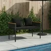 vidaXL Bank Outdoor mit Kissen Schwarz 117 x 54 x 74,5 cm Produktbild-Vorschau 2