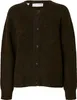 A brown knitted cardigan with buttons.