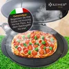 A pizza is being cooked on an electric grill, with steam rising. Produktbild-Vorschau