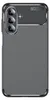 A close-up view of a black carbon fiber textured phone case with a camera module. Produktbild-Vorschau