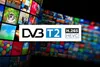 A collage of various screens and a central graphic indicating DVB T2 H.265 HEVC. Náhľad obrázku produktu