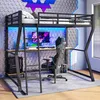A gaming-themed bedroom with a loft bed, desk, and gaming chair. Podgląd zdjęcia produktu