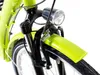 Close-up view of the front fork, headlight, and front fender of a bright green bicycle. Produktbild-Vorschau